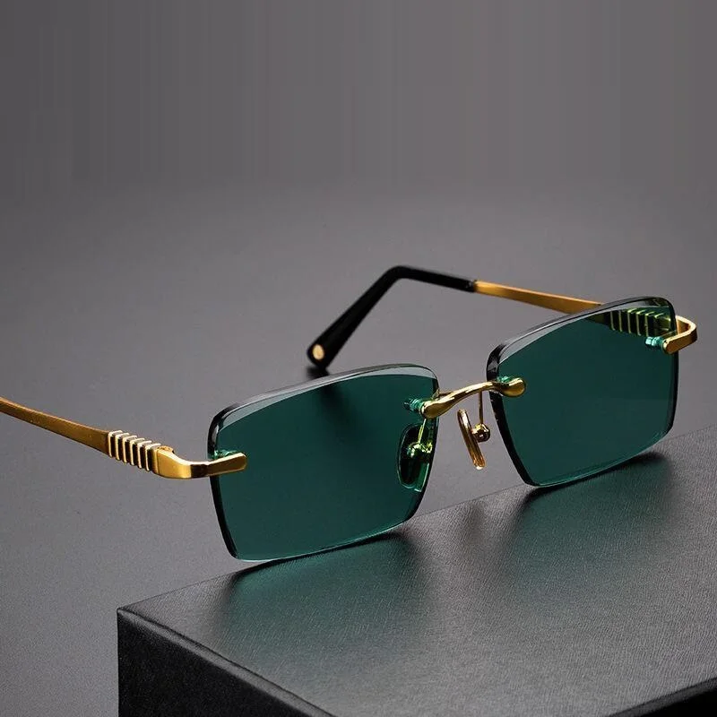 Vazrobe Green Natural Mineral Stone Sunglasses Male Women Anti Scratch Cool and Moisturizing for the Eyes Crystal G15 Lens