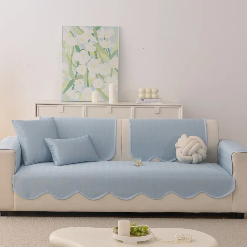 

1PC Summer Ice Silk Sofa Cover Non-slip Sofa Mat Pad Cooling Breathable Couch Slipcover Living Room Home 쇼파패드 Tapis De Canape