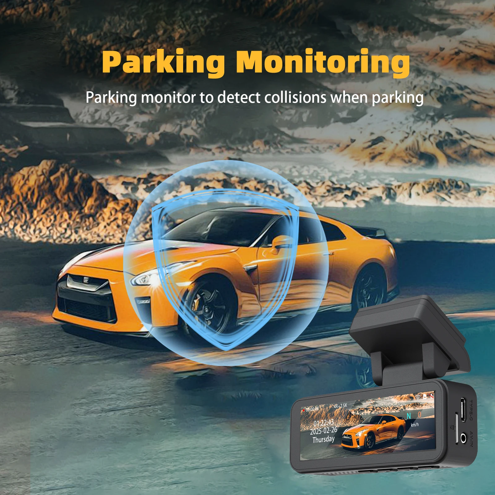 Aprilboy 3.2 นิ้ว 4K Dash Cam Dual เลนส์ UHD การบันทึกรถกล้อง DVR Night Vision Video Recorder WiFi ในตัว GPS ที่จอดรถ 24H