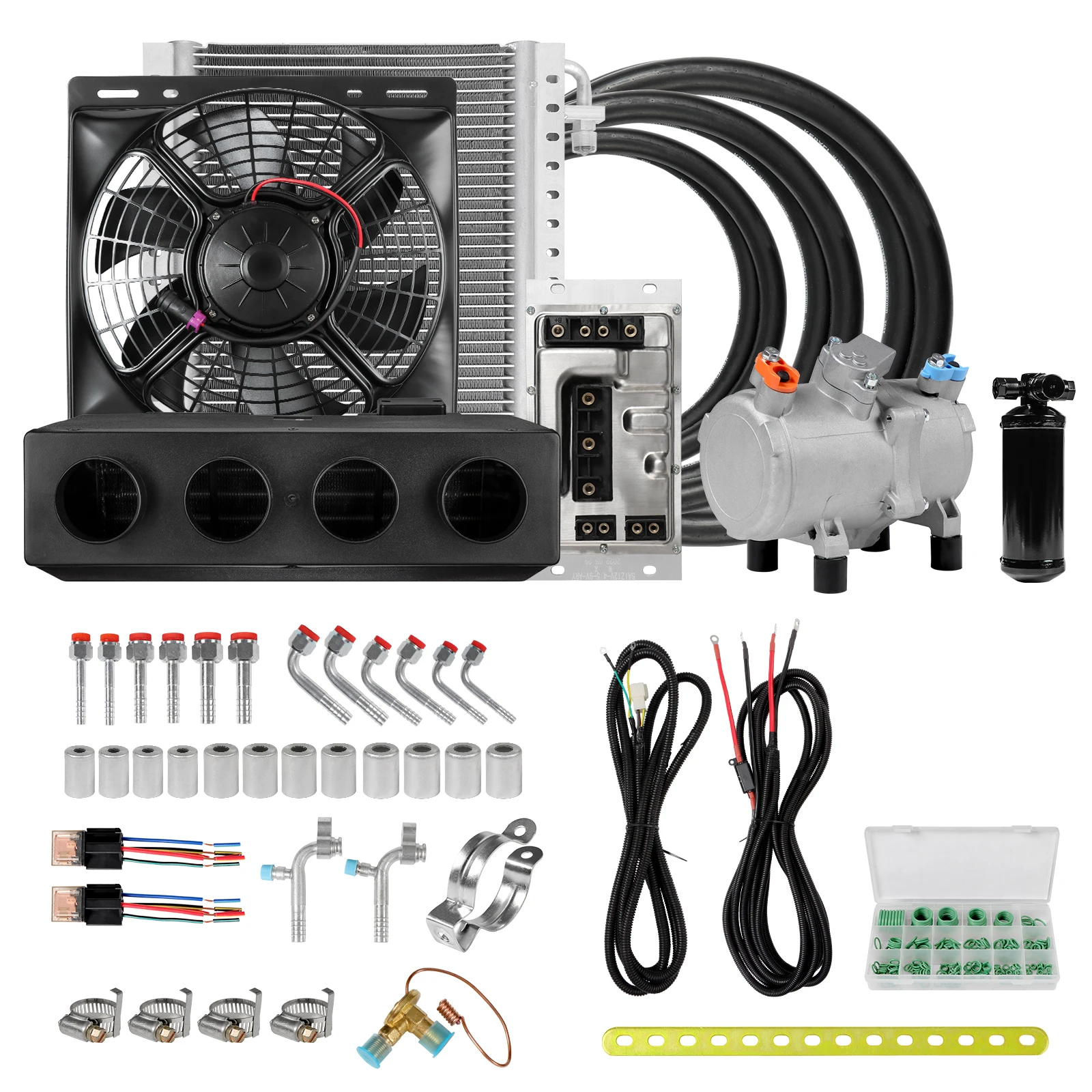 

RV65F 12V/24V car A/C four hole evaporator kit, applicable to cars, RV, trucks, vans, excavators, agricultural vehicles, etc