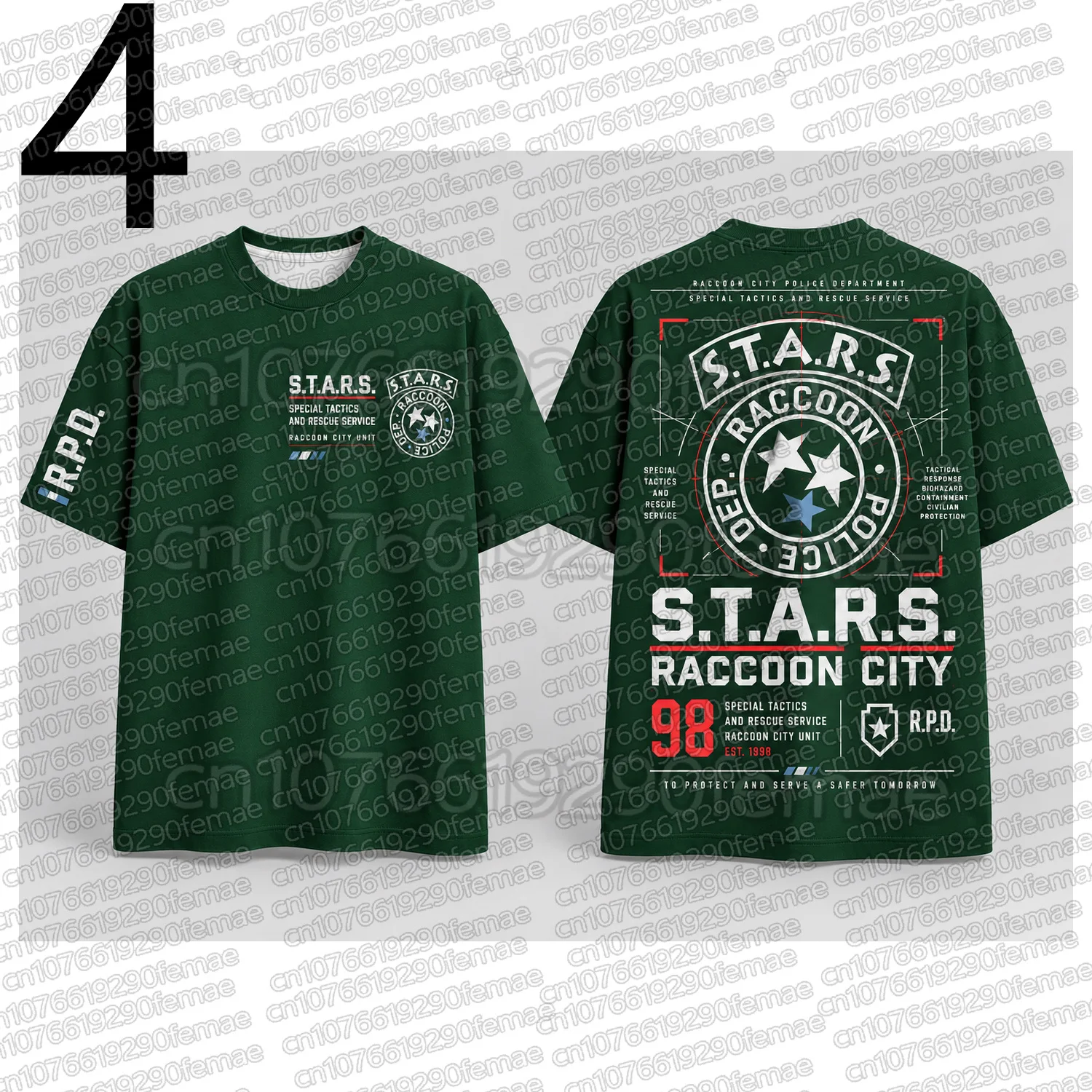 Resident Evil S.T.A.R.S. Raccoon City RPD Graphic T-Shirt Women Costume Unisex Oversized Short Sleeve Tee Gaming Streetwear