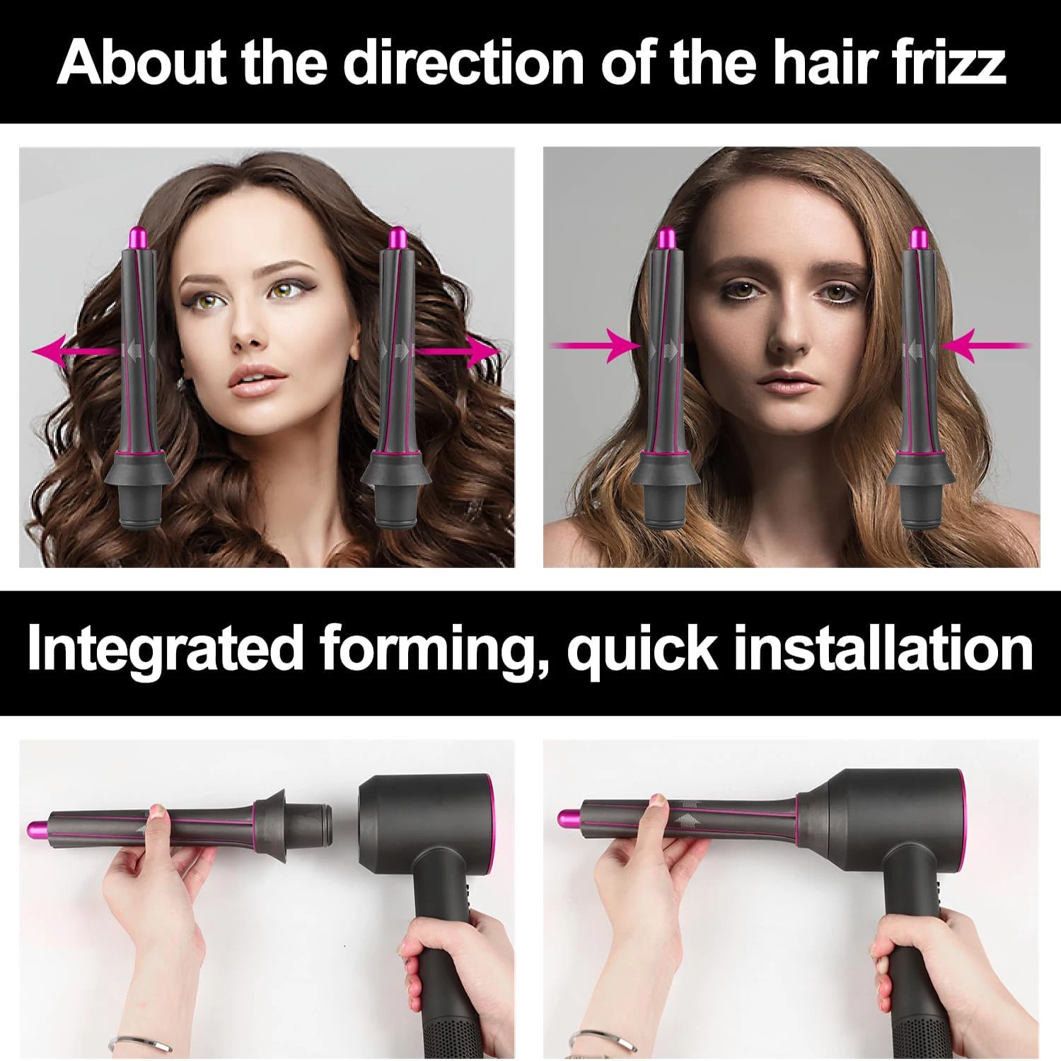 Barris de ondulação de cabelo longo, 1.6 tamanhos/40mm 30mm, compatíveis com dyson airwrap styler hs05/hs01 para peça de fixação de secador de cabelo dyson