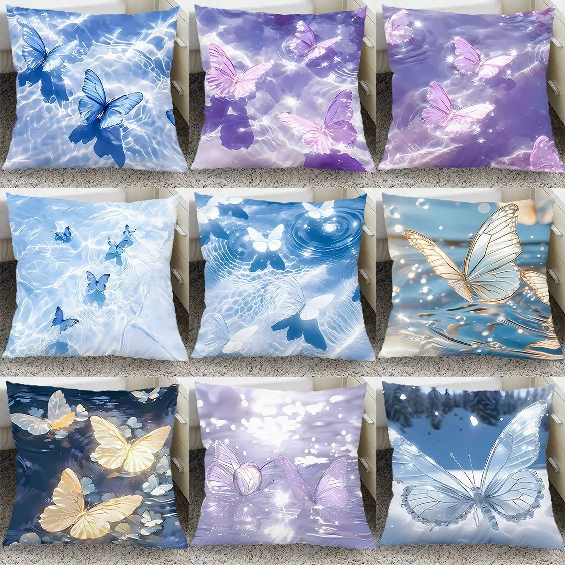

Fantasy Butterfly & Water Pillow Cover - Magical Colorful Design for Home