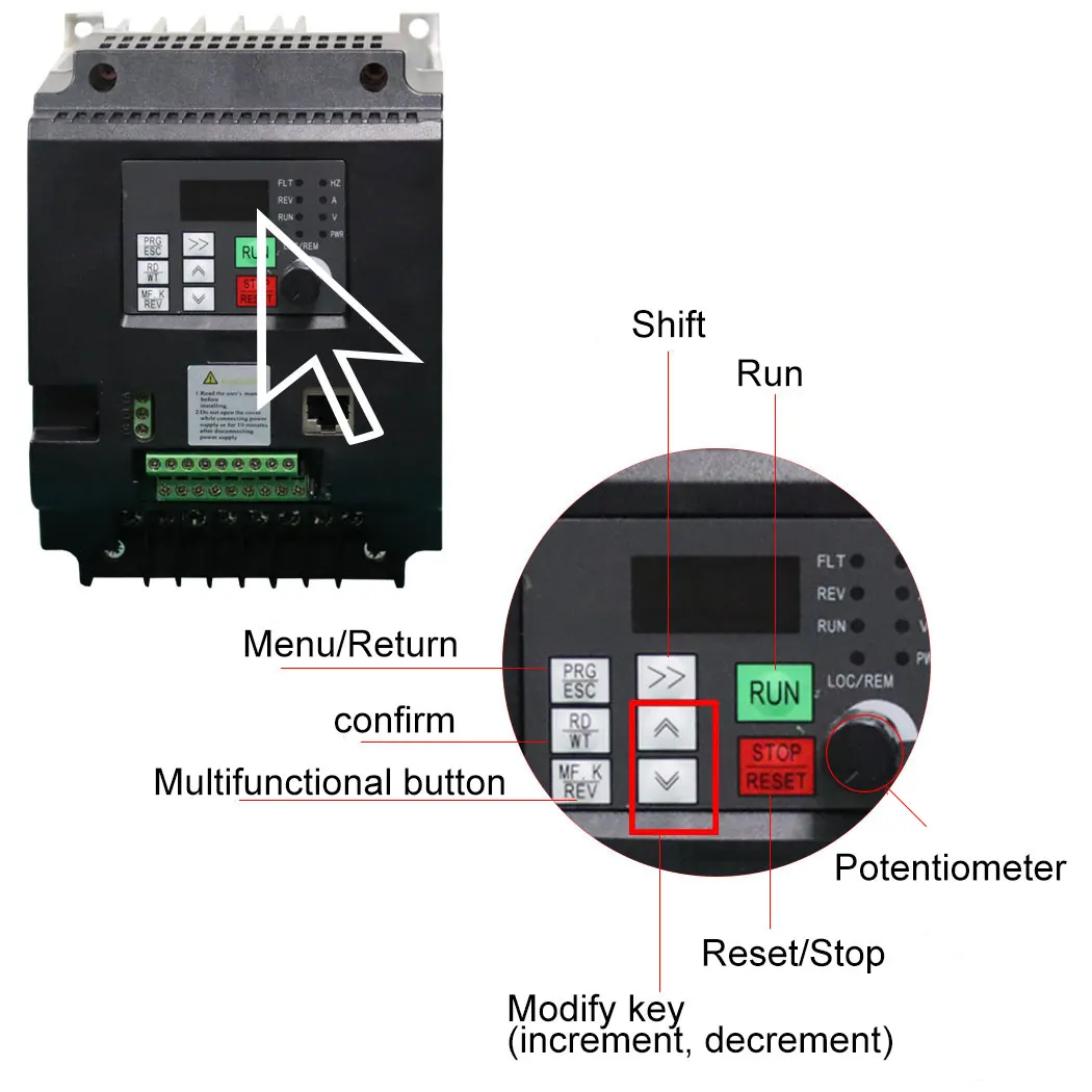 380V 0.75/1.5/2.2/4/5.5W/7.5/11KW VFD Przetwornica częstotliwości AC Trójfazowe wejście na trójfazowe napędy wyjściowe Przetwornica częstotliwości