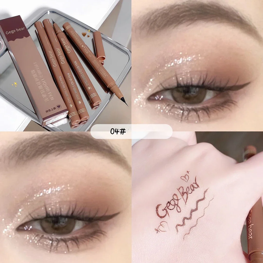 1PC Ultra Dunne Zijdeachtige Matte Vloeibare Eyeliner Waterdicht Niet Vlekken Blijvende Zwart Bruin Roze Liggen Zijderups Eyeliner Ogen Make-up