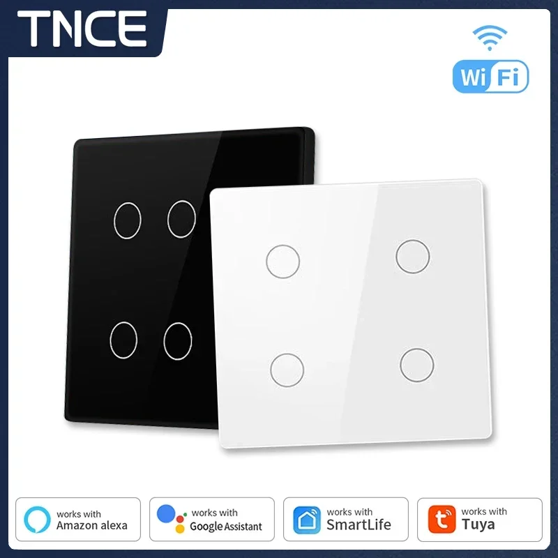 TNCE Brazil Tuya WiFi Switch 4/6 Gang,RF433 Light Control Touch Sensor Glass Panel Switch,Smart Life APP Alexa Google Home Voice