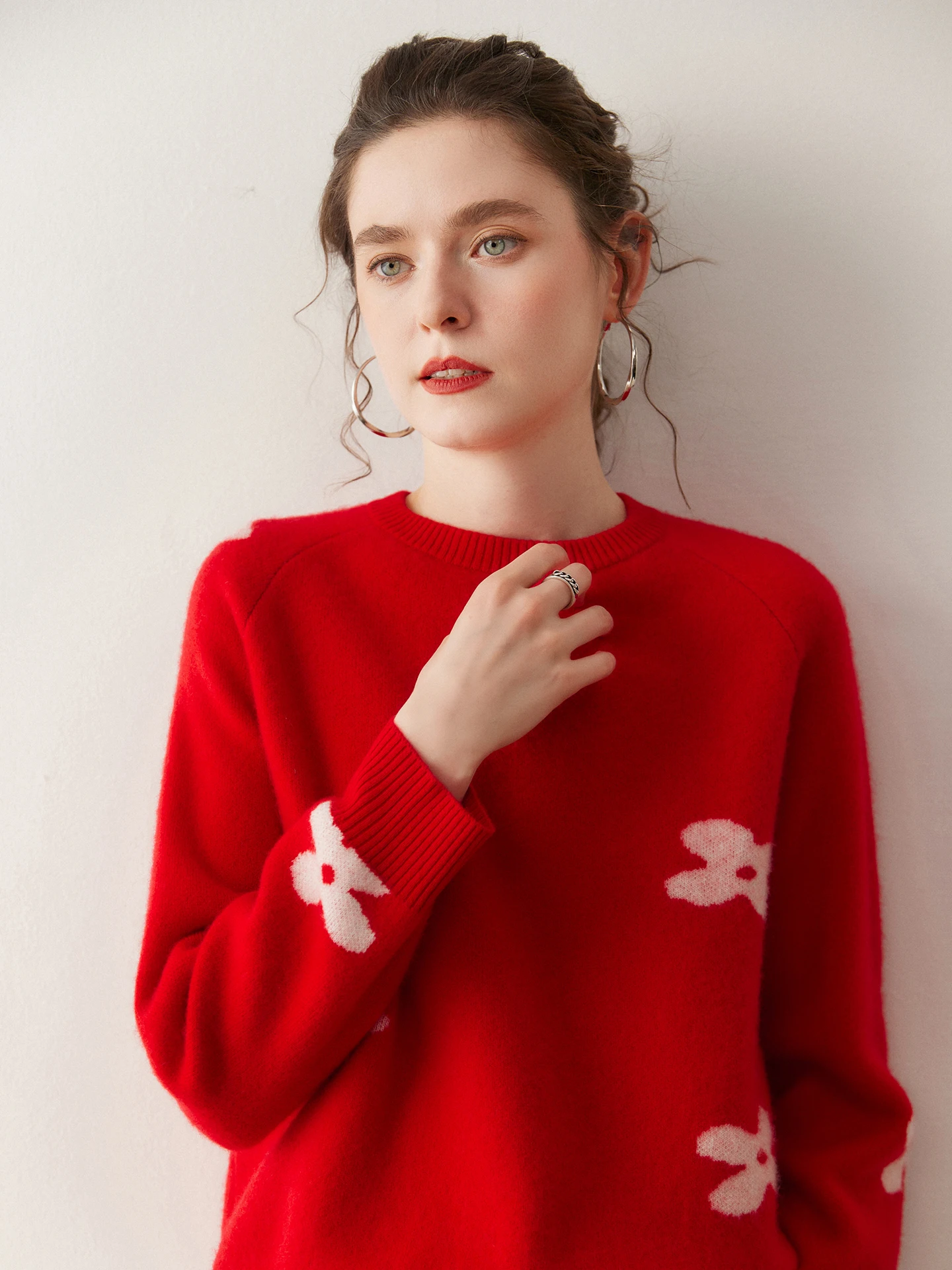 Autumn Winter New O-neck Cashmere Pullover Sweater Women Loose Thickened Versatile Jacquard Fashion Knitted Coat Elegant Gentle