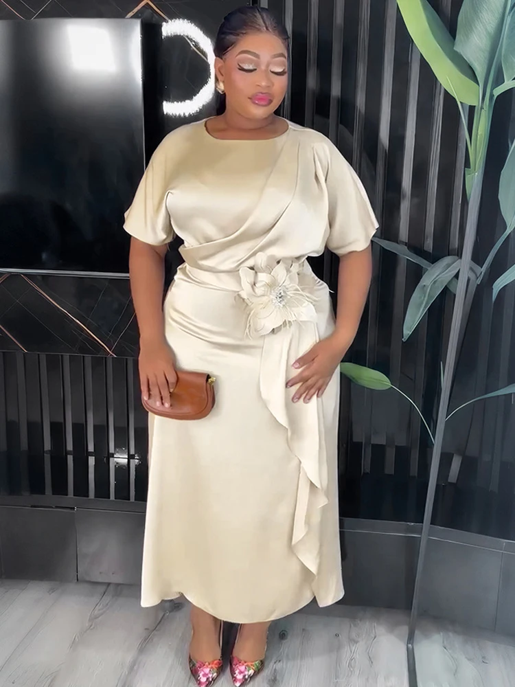 Elegant Women Evening Dresses 2025 Summer Short Sleeve Maxi Robes Dubai African Clothing Wedding Prom Birthday Dress Lady Abayas