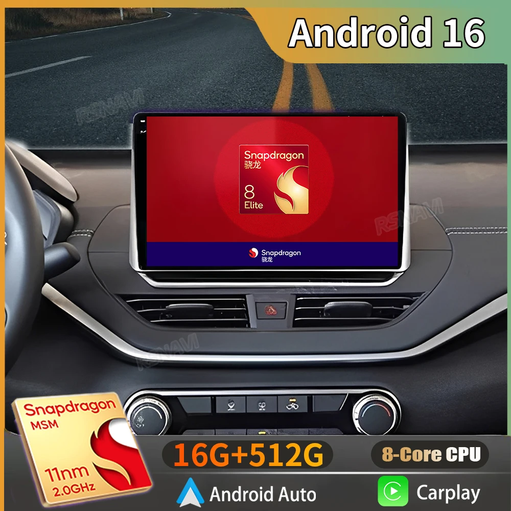 Radio para Auto con Android 16 y Carplay para Nissan Altima L34 2018 2019 2020, Reproductor Multimedia de Video, Navegación GPS, Unidad Principal Estéreo