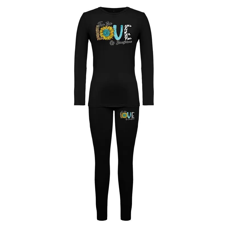 Women's for The Love of Sunshine Two-piece Set for Spring and Autumn Sports, Paired with Jogging Set, Home Wear, and Sports Set