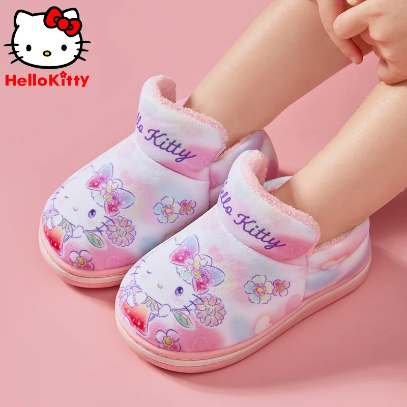 Hello Kittys Sanrios Girl Cotton Shoes Kawaii Cartoon Anime Autumn Winter Indoor Cartoon Cute Include Heel Cotton Slippers