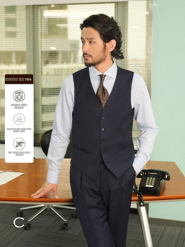 

Cultum Men's Busin Wool Vest hine Waable No Ironing Required Comfortable Fit Four Seasons Wear Polyester Fiber