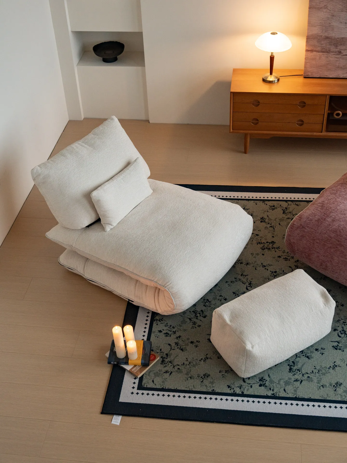 Sofa bed single sleepable can lie down small apartment removable and washable lazy folding small apartment cream wind