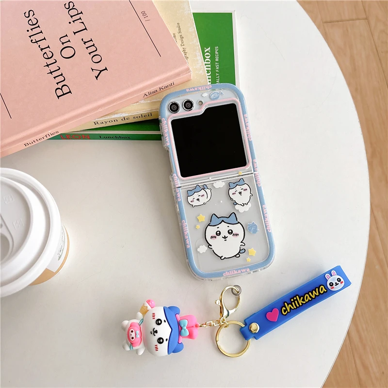 Cute Chiikawa Hachiware Cartoon Anime Usagi ZFlip6 Case For Samsung ZFlip3,ZFlip4,ZFlip5 Soft Bumper Silicone Hard Cover Shell