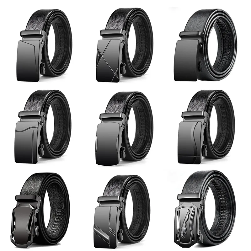 

2025 Men's Trendy Automatic Buckle Belt. Cross - Green Color, Casual - Business Style, Perfect for Middle - Aged Gentlemen