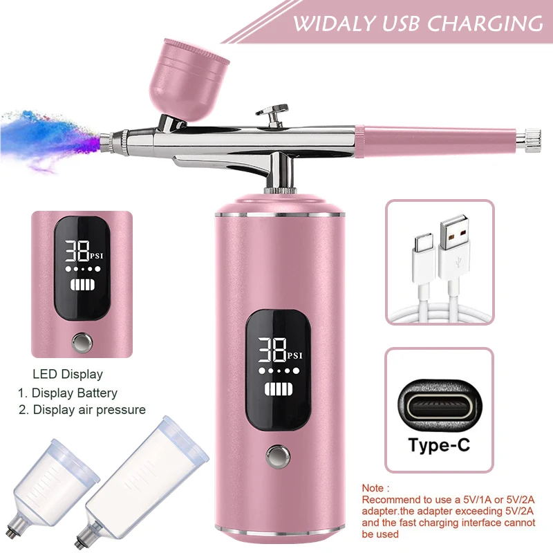 Airbrush Nail Portable Mini Air Brush With Compressor Kit for Nails Art Manicure Craft Pastry Cake Paint Nano Sprayer Gun 30psi