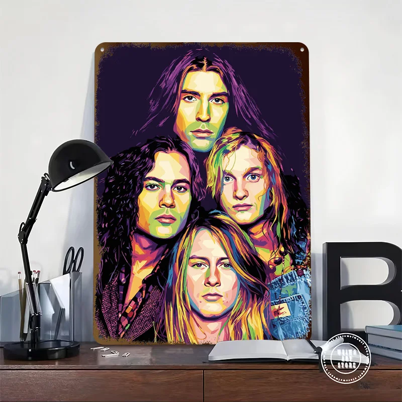 Alice in Chains Pop Art Portrait Personalized 3D Textured Metal Poster Wall Art Tinplate Sign for Interior Accessories Man Cave