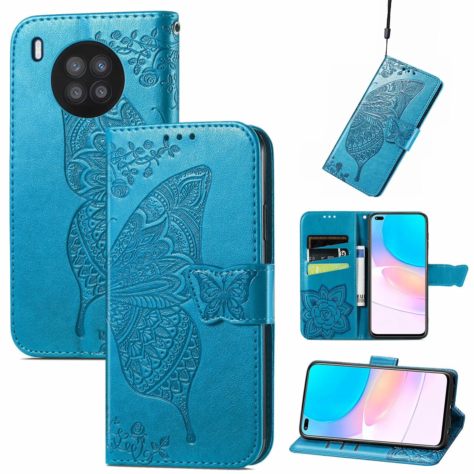 Card Slot Fashion Leather Bag Case for Huawei Nova 8i Nova8i Shockproof Cell Phone Cover Fundas