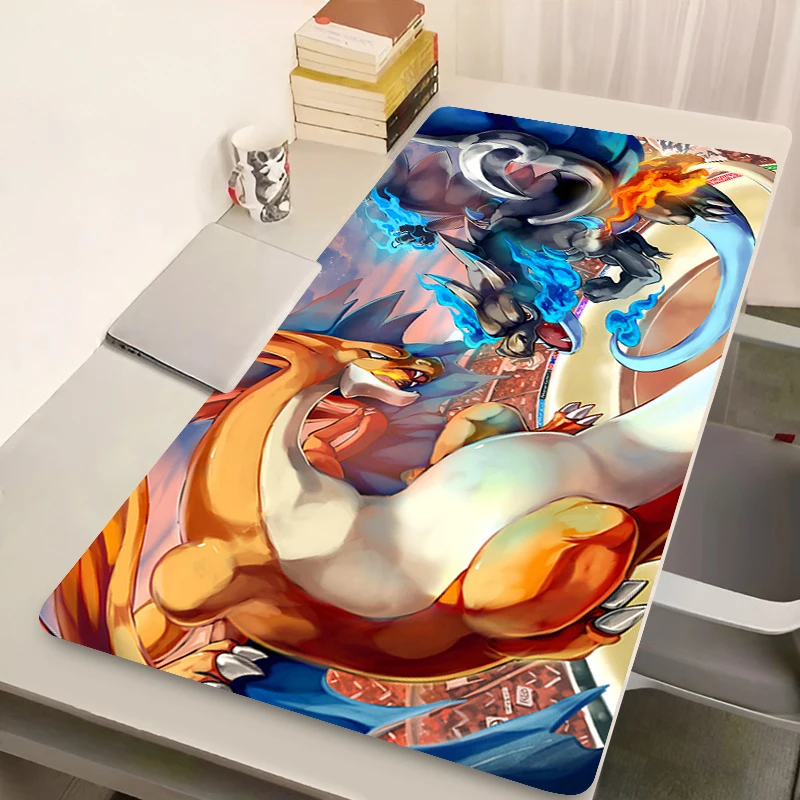 Vurige Dragon Mouse Pad Laptop Japan Anime Gaming Toetsenbord Tapijt Pc P-Pokemon C-Charizard Mousepad Xl Kawaii Extended Bureau Speelmat