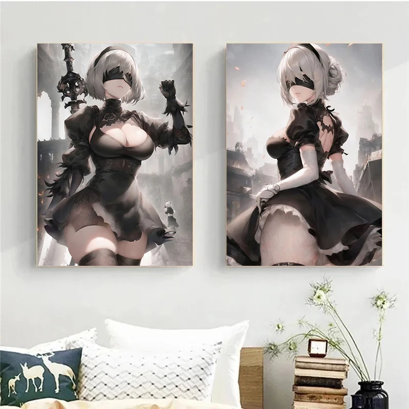 NieR Automata Game Characters YoRHa No.2 Type B Posters and Prints Canvas Printing Wall Art Picture for Living Room Home Decor