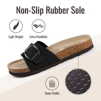 Shevalues Genuine Suede Sandals for Women Comfort Cork Footbed Slippers Summer Adjustable Buckle Beach Slides with Arch Support - Image 5