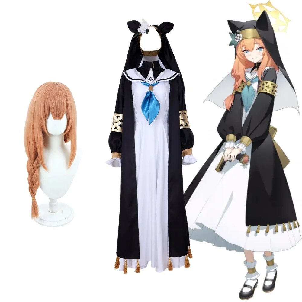 Iochi Marī Nun Uniform Cosplay Game Blue Archive Costume Wig Iochi Mari Halloween Outfit