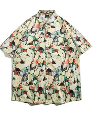 2024 Hawaii floral shirt men's new summer travel youth couple short sleeved shirt thin short sleeved shirt men's