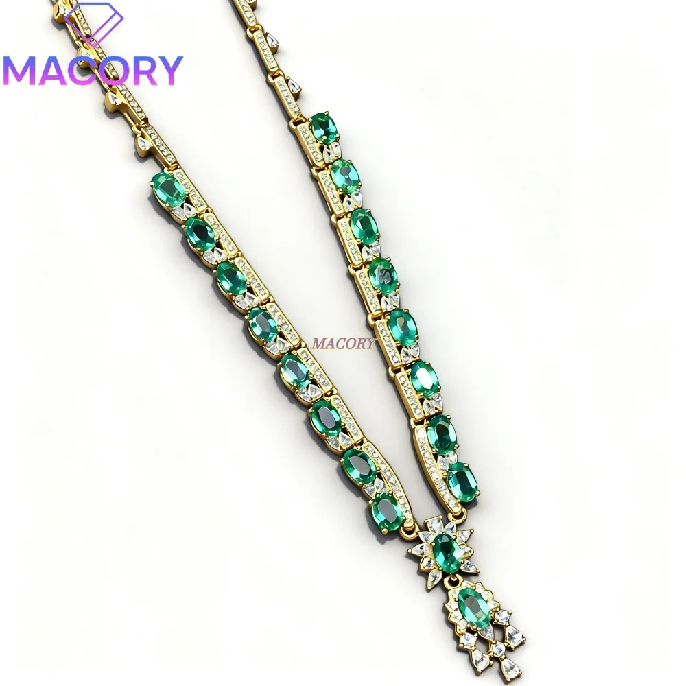 

Натуральный колумбийский изумруд, ожерелье из стерлингового серебра S925, подходит для женщин, стильное и изысканное, очаровательное свадебное украшение.