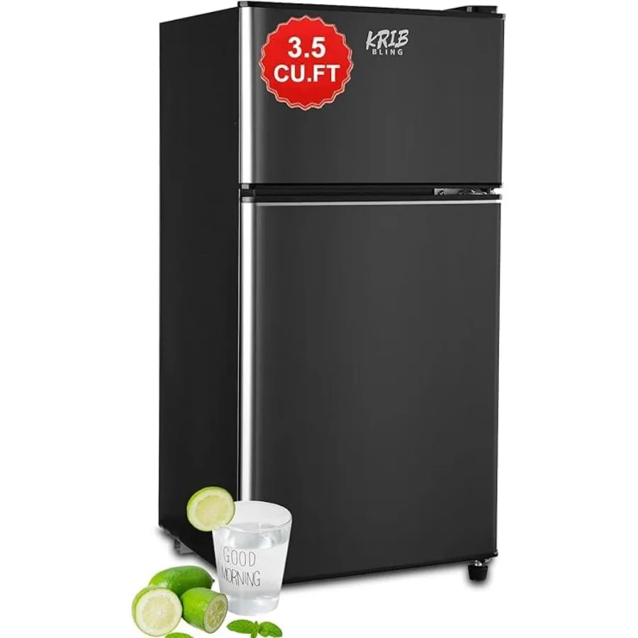 ثلاجة كلاسيكية بباب مزدوج مع فريزر 3.5 قدم مكعب قفل سعة التكنولوجيا الطازجة 7 مستويات ترموستات قابل للتعديل مثالية لـ D #1