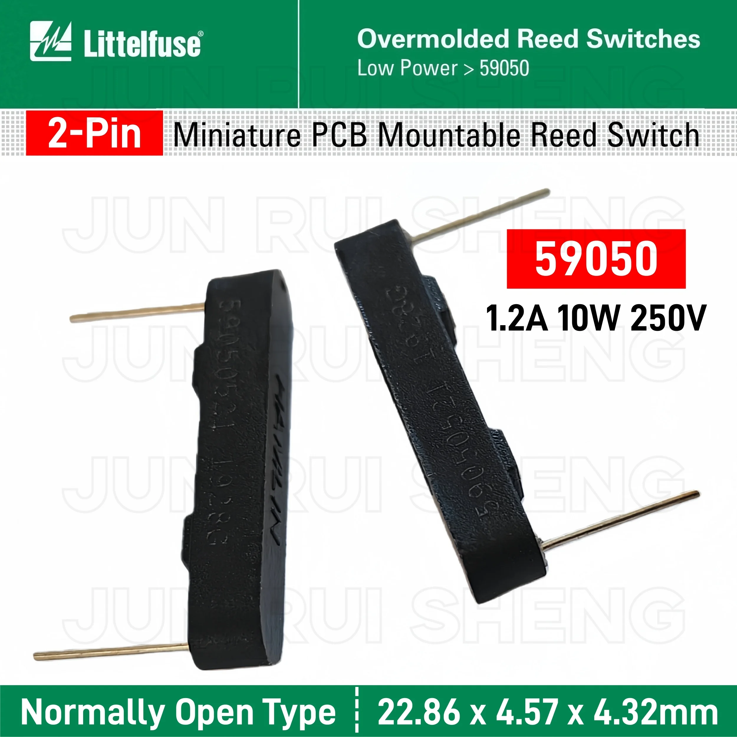 

10 шт. Litteifuse 59050 2-контактный миниатюрный геркон для печатной платы 1,2 А 10 Вт 250 В нормально открытый 59050521, магнитный контактный датчик 23*4,6*4,3 мм