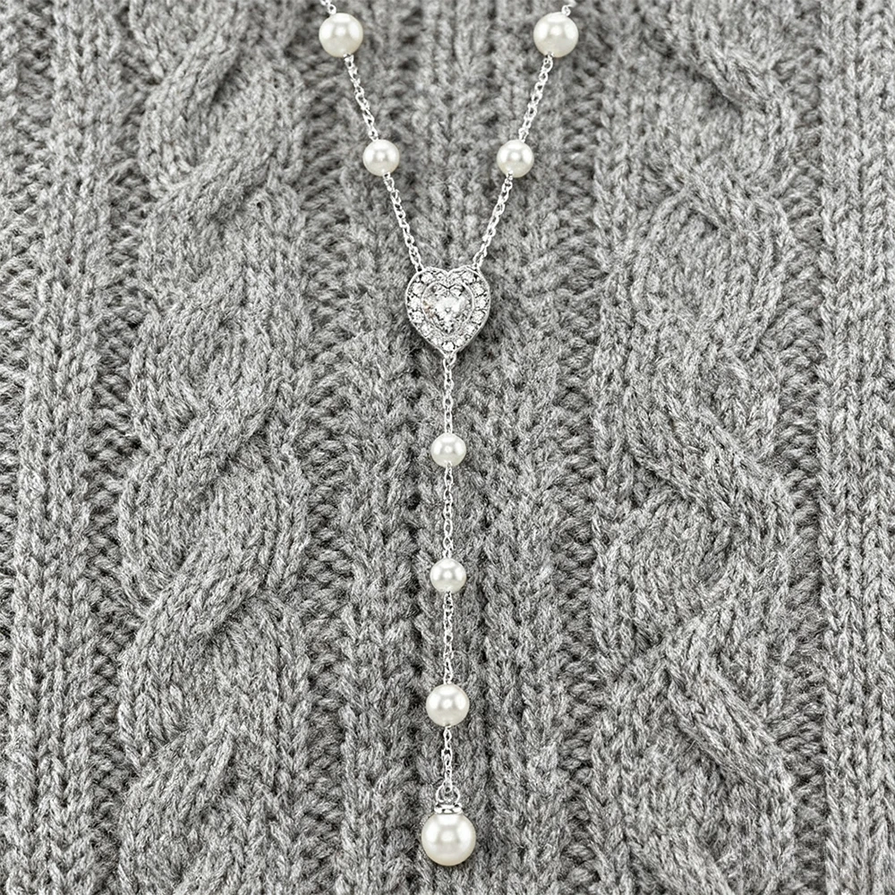 

Fashion Jewelry High Quality High-end Classic Heart-shaped Diamond Pearl Zircon Pendant Necklace - Commemorative Gift