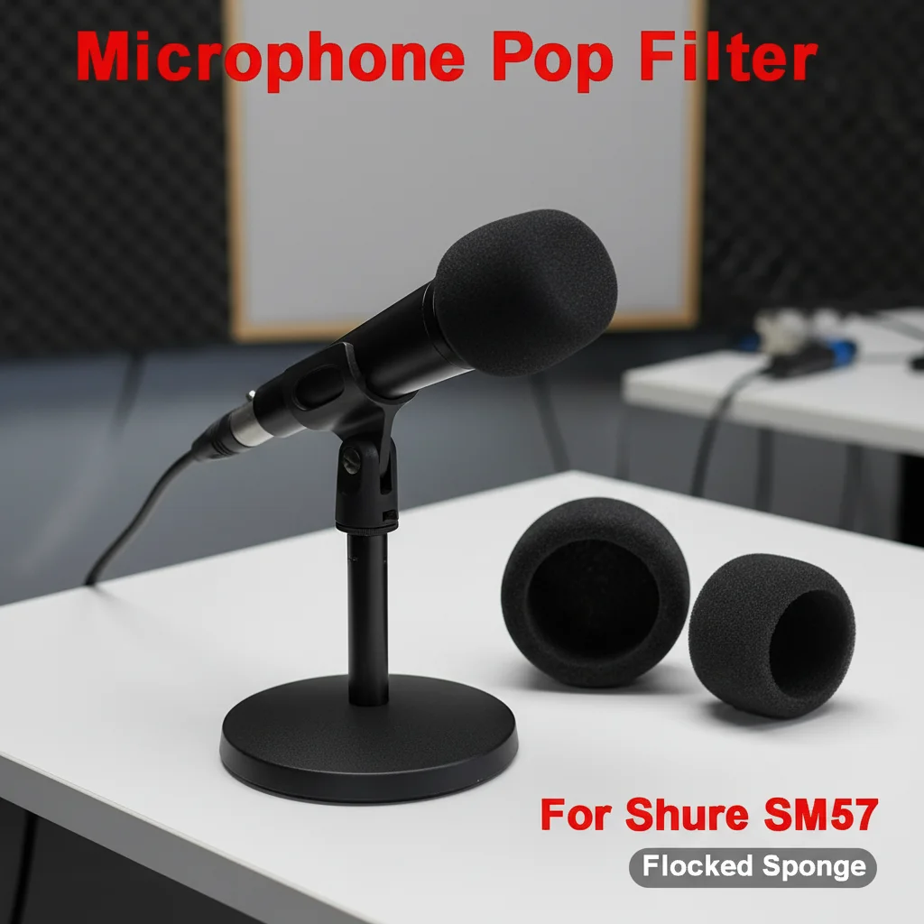 Cubierta de Repuesto para Micrófono, Cubierta de Espuma Flocada a Prueba de Viento, Filtro Pop para Micrófono Shure SM57, para Estudio de Grabación