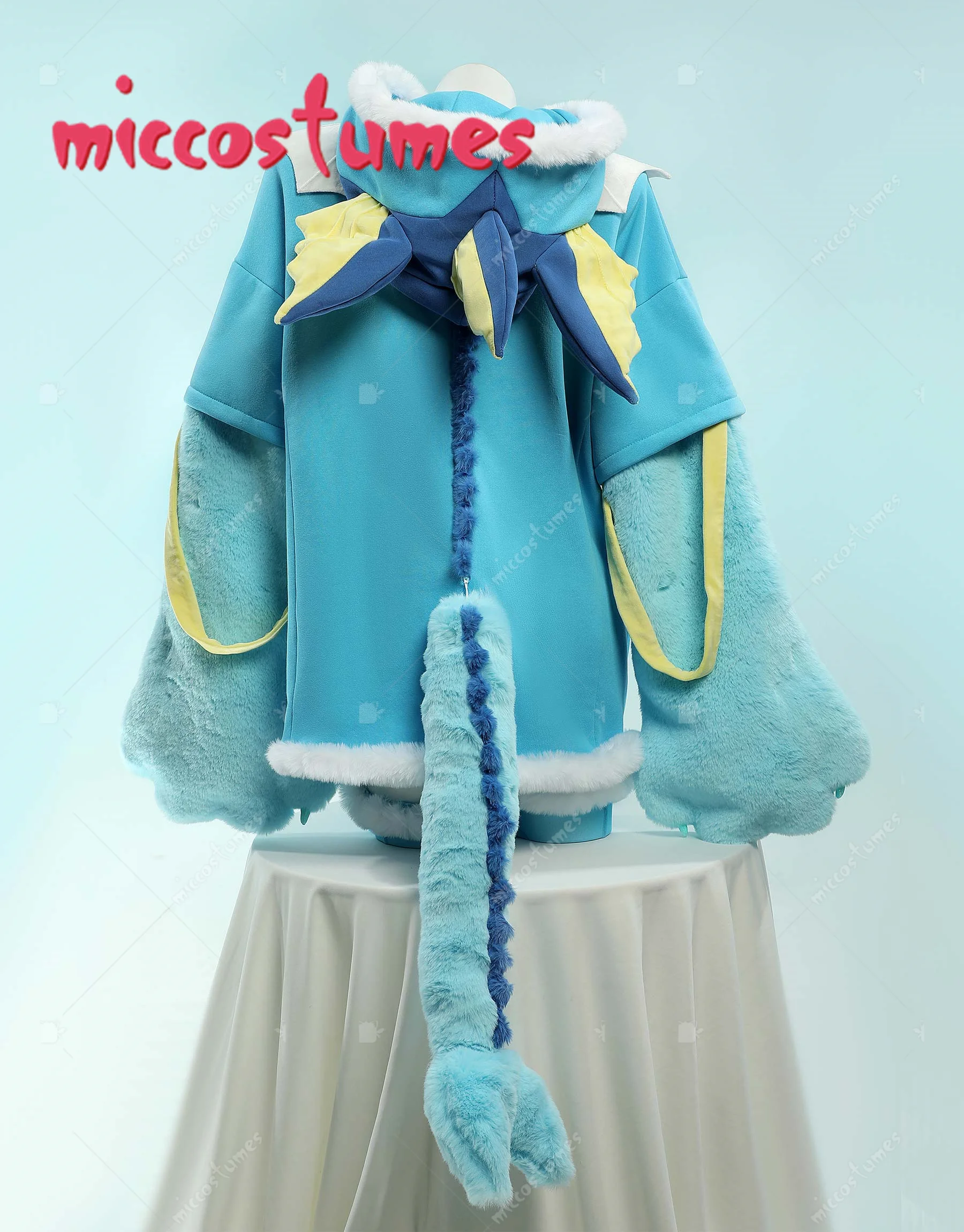 Miccostumes PM Derivative Pullover Hoodie with Detachable Bag Design Furry Paw Gloves Kawaii Blue Hooded Sweatshirt