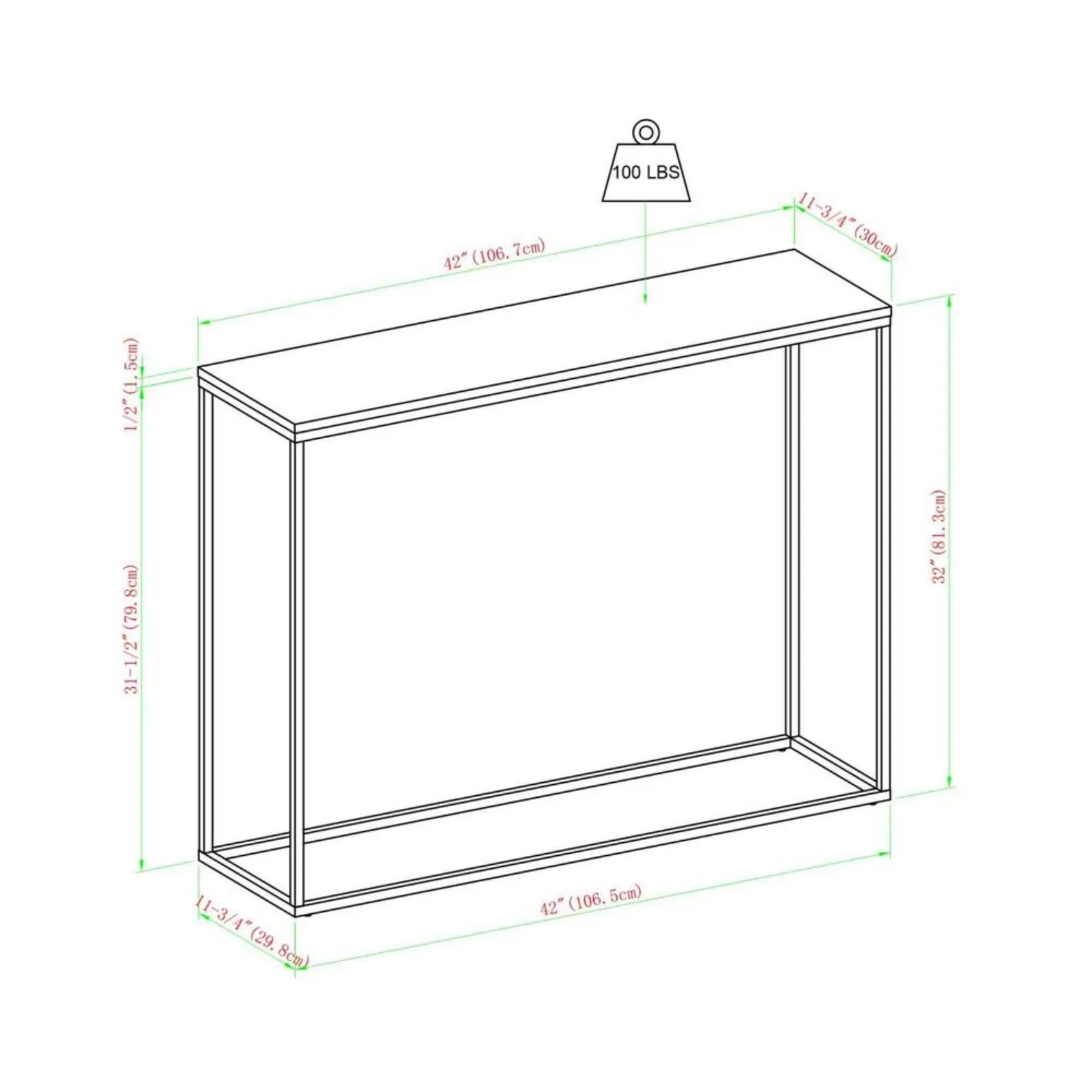 Soporte de sofá lateral moderno Accent, mesa de consola de entrada, entrada de pasillo, EE. UU. 107cm