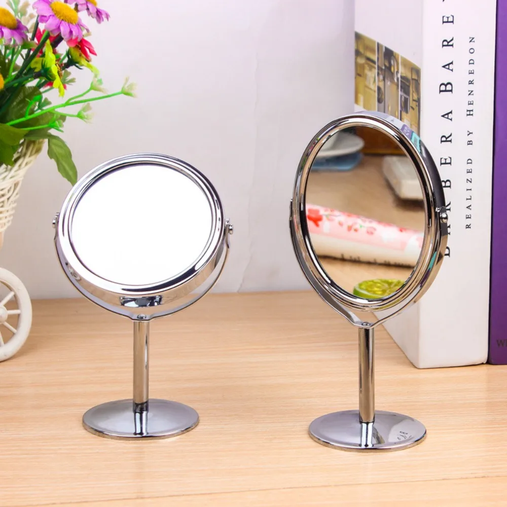 360° Rotatable Double Sided Vanity Mirror Oval 1:2 Magnifying Nordic Makeup Mirror Iron-carbon Alloy Without Dead Corners