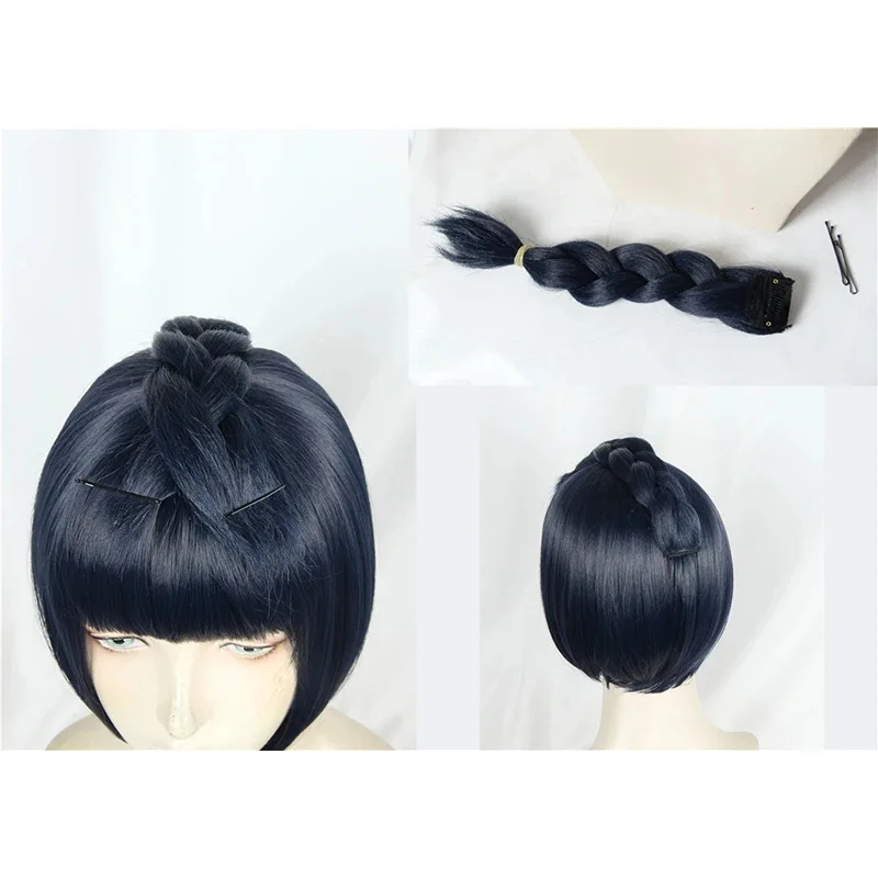 

a7d@JoJo's Bizarre Adventure Bruno Bucciarati Short Blue Mixed Heat Resistant Hair Perucas Cosplay Costume Wig + Free Wig Capa7d