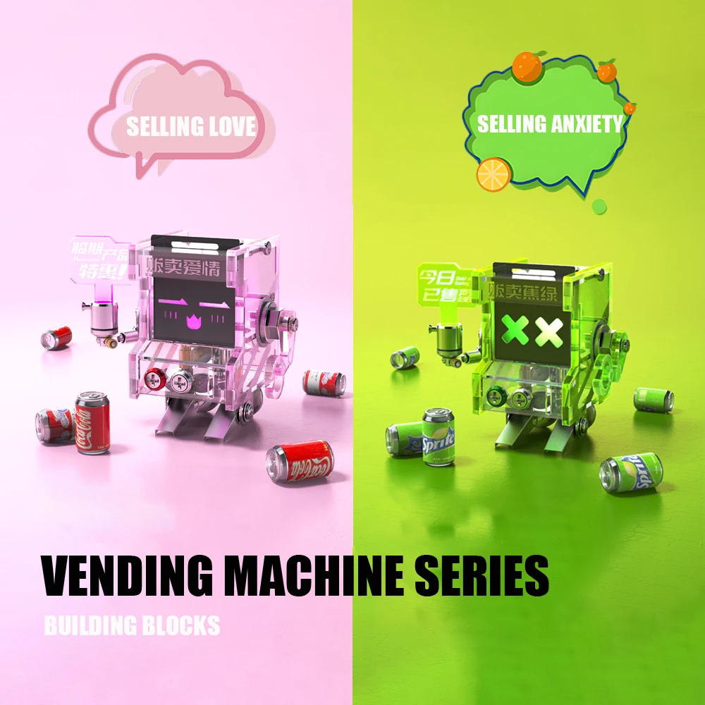 Mechanical love vending machine ornament model Fashionable street vending machine metal assembly building blocks birthday gift