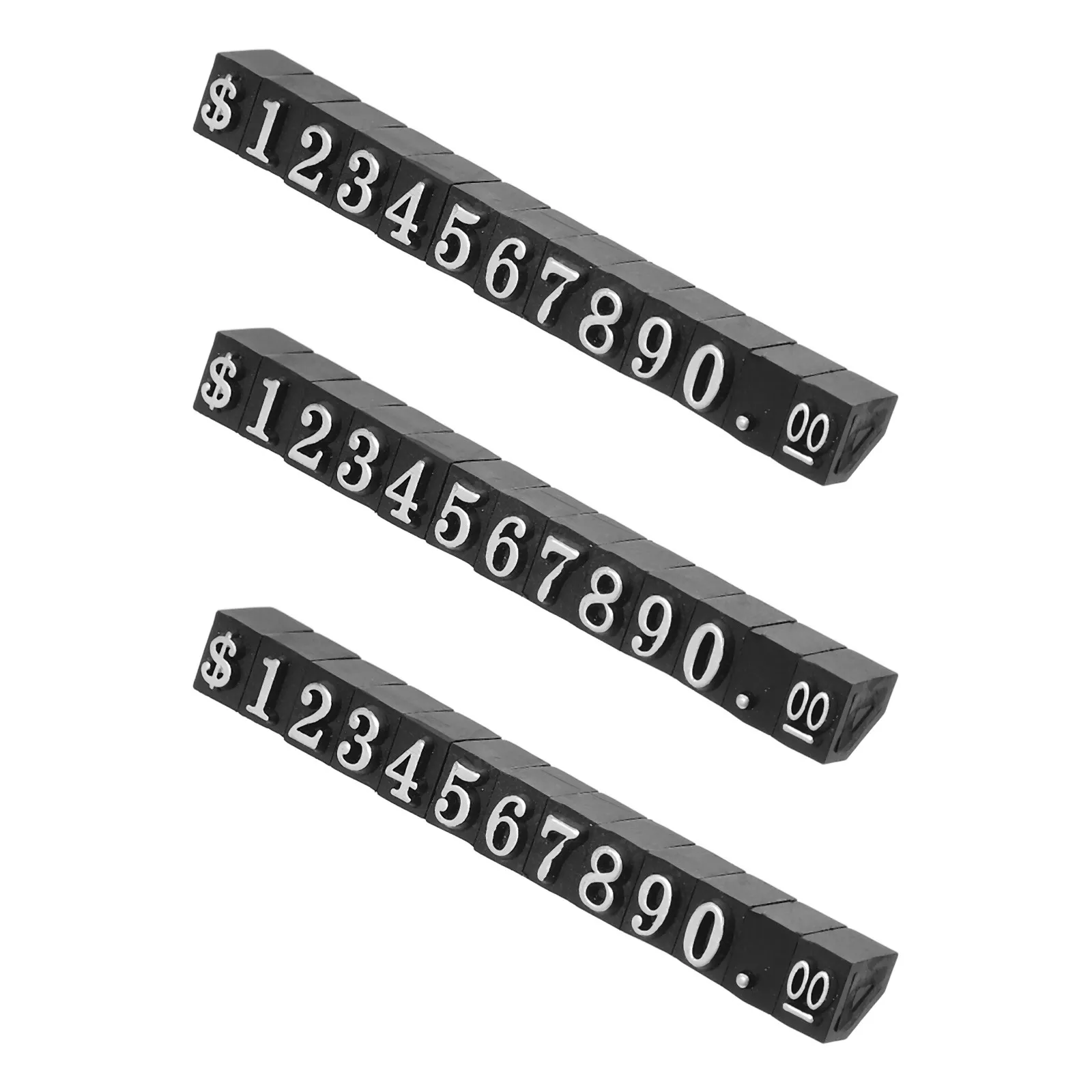 

3Pcs Digital Price Display Cube Number Letter Tag Cube Sticker Stand Label Kit for Jewelry Retail Shop Price Signs Silver