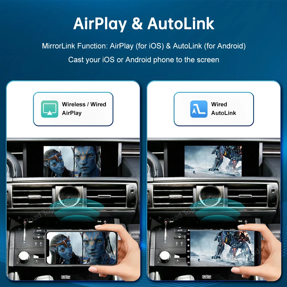 Modul CarPlay Nirkabel RoadTop untuk Lexus IS 350 2014-2019 dengan Fungsi Navigasi Putar Mobil AirPlay Mirror Link Otomatis Android