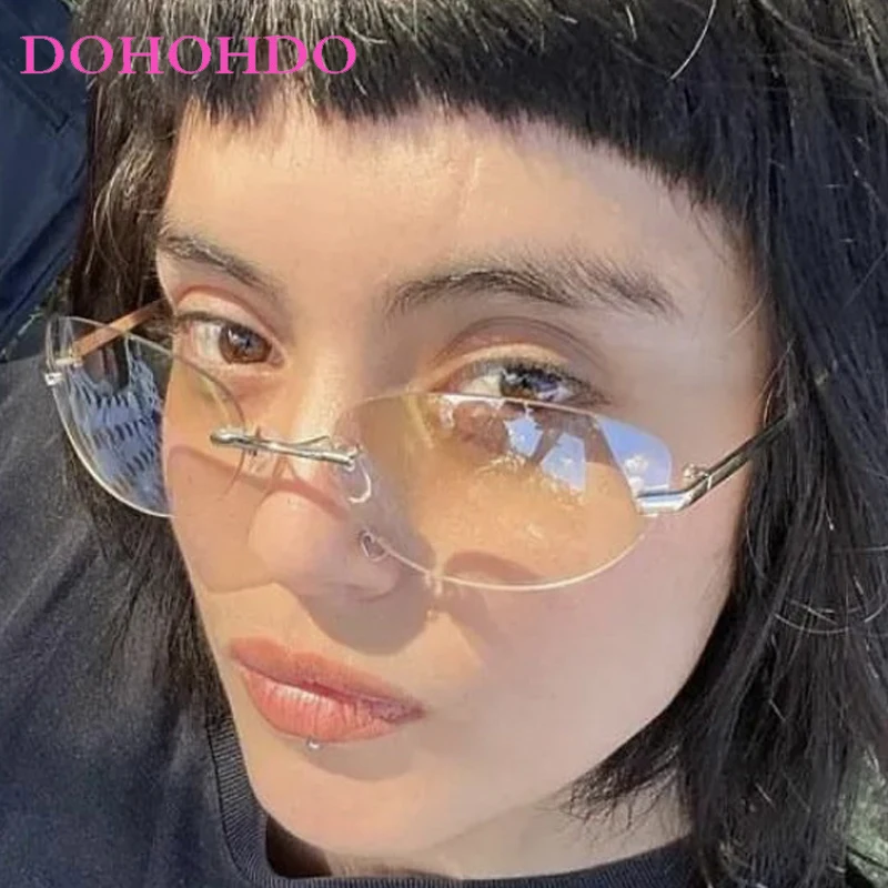 

Trendy Luxury Y2K Metal Punk Rimless Sunglasses Woman Brand Design Retro Men Sunglass Outdoor Travel Shades Ladies Lentes UV400