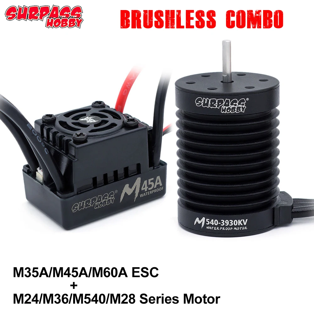 SURPASS HOBBY RC 모터, M24/28/540/36, M35A/45A/60A ESC, 1/10 1/12 1/14 1/16 1/18 RC 자동차 보트