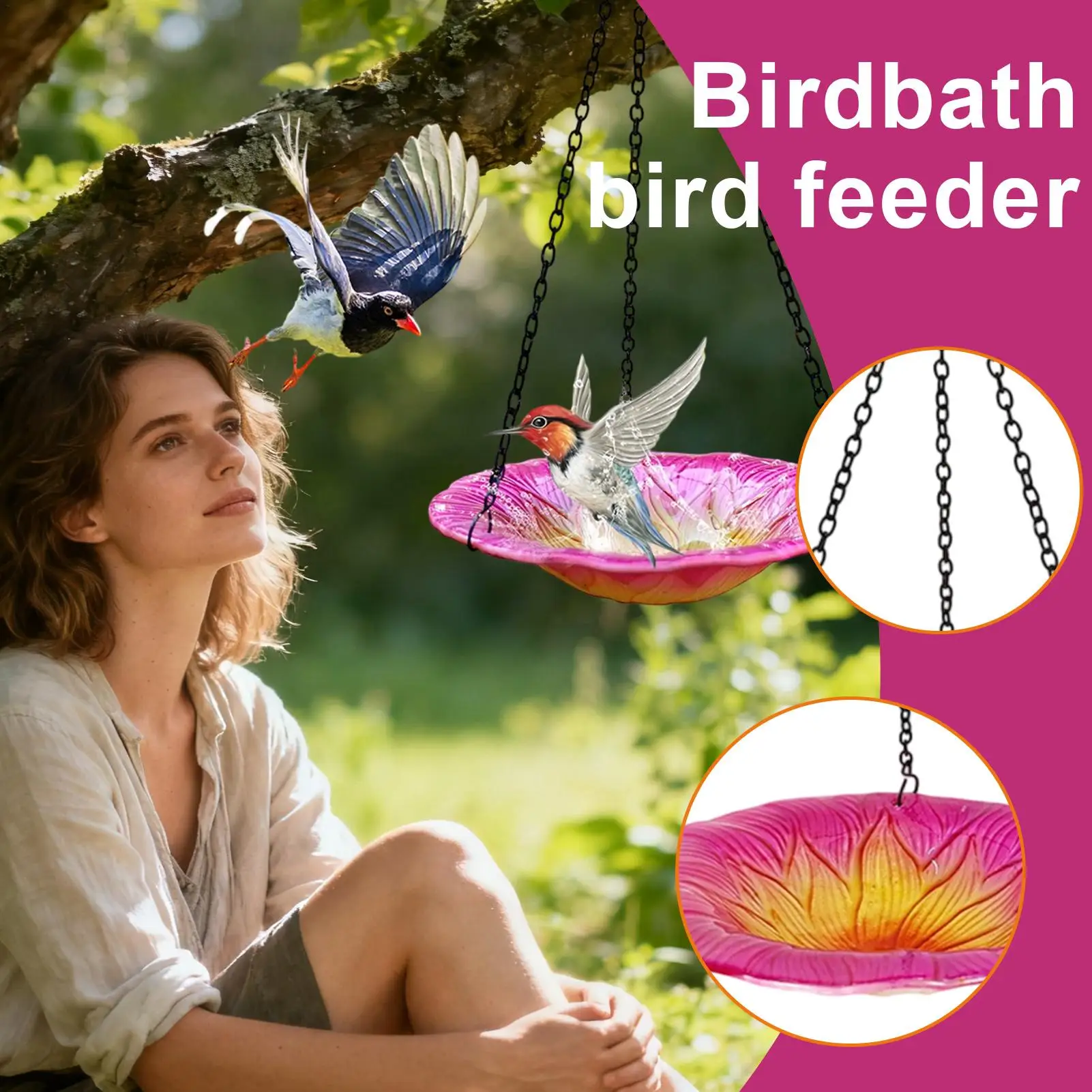 

Outdoor Bird Bath 8 Inches Flower Shape Decorative Bird Baths For Lawn Backyard Patio Wildlife Outdoor Yard Balcony Nature