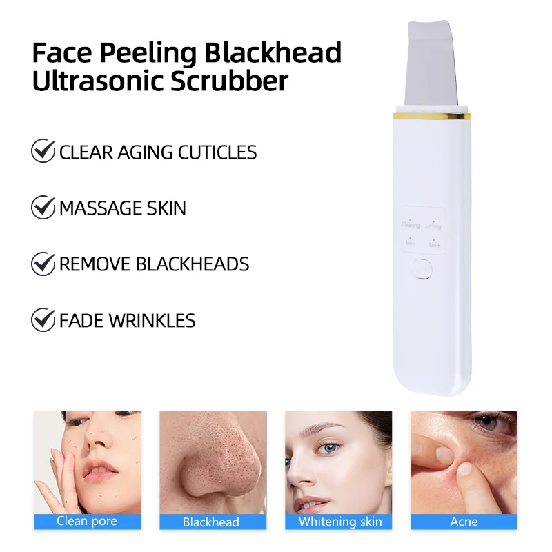 Ultrasonic Skin Scrubber Deep Face Cleaning Machine Peeling Shovel Facial Pore Cleaner Face Skin Scrubber EMS Lift Machine lesen