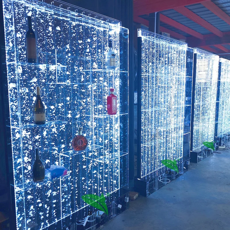custom.Factory Modern Home Bar Restaurant Furniture Glow LED Acrylic Bubble Wall Panel Bar Display Wine Cabinet view 4