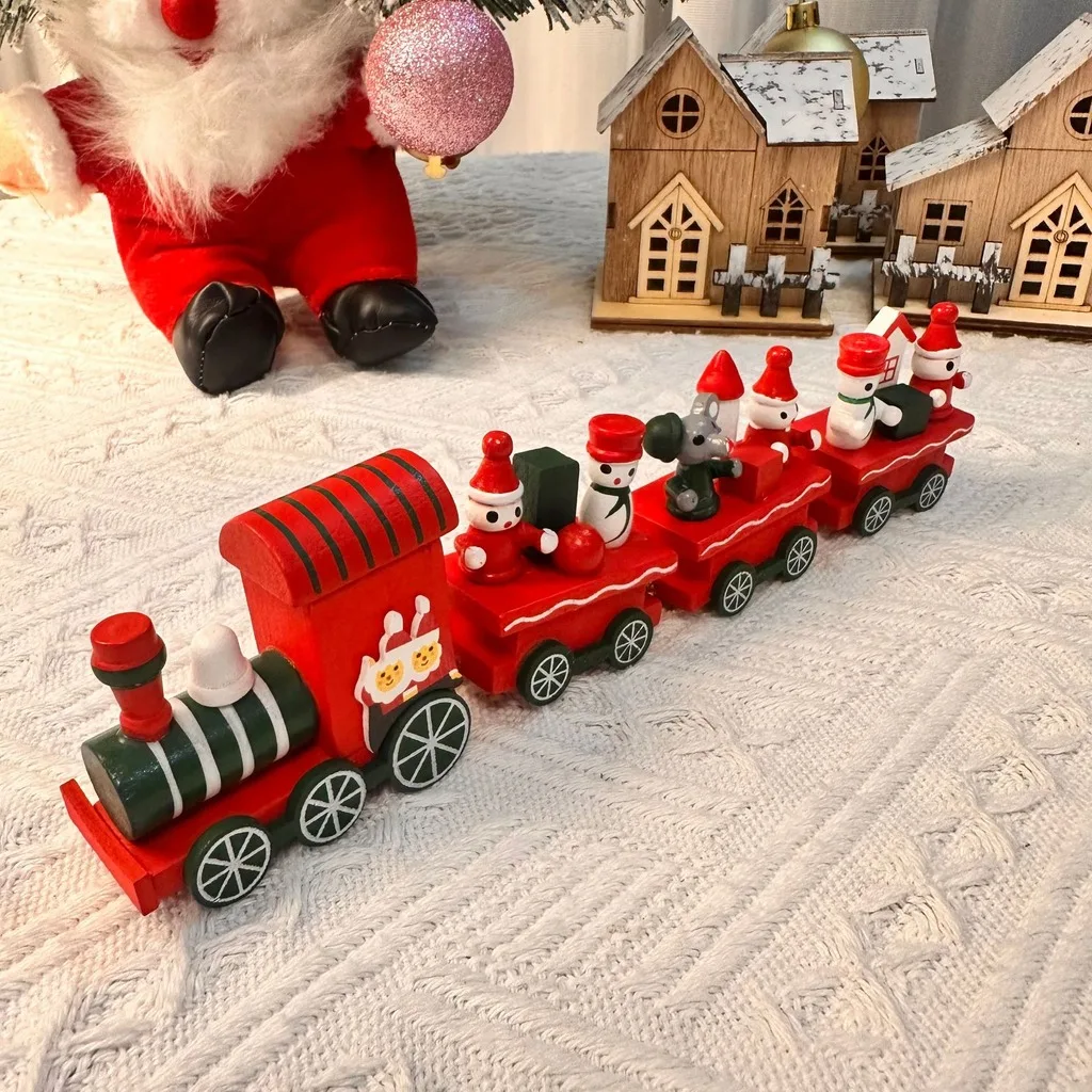 4-Section Christmas Train Diy Assembled Diy Assembled Christmas Train Christmas Decorative Train Holiday For Counter Tabletop