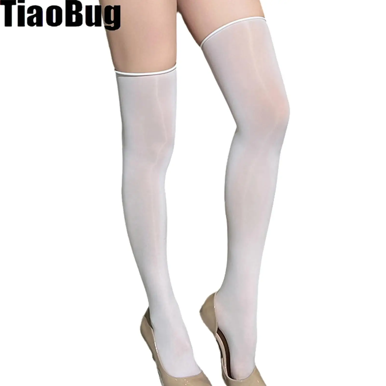 

2pcs Ultra Shiny Thigh High Stockings Shimmery Glossy Semi-Sheer Nylons Thigh High Stockings