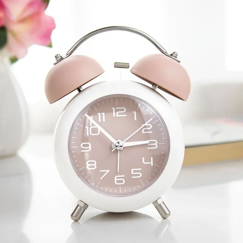 4-Inch Powerful Wake-up Alarm Clock Simple Mechanical Bell Alarm Clock, with Night Light Student Bedroom Desktop Clock Anti-bed