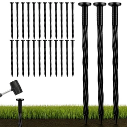 30 szt. Kotew ogrodowych kołki trawiasta obrzeża trawiasta spiralna brukarka do paznokci namiot do paznokci uniwersalny czarny plastikowy mocowanie do Patio