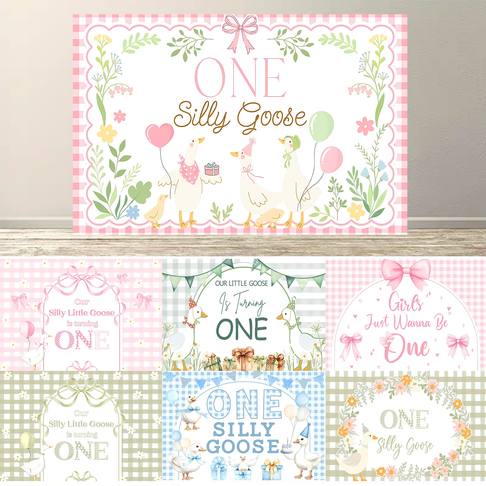 One Silly Goose Backdrop Banner for Kids Goose 1st Birthday Party Decoration Duck Farm Barnyard First Birthday Party Supplies