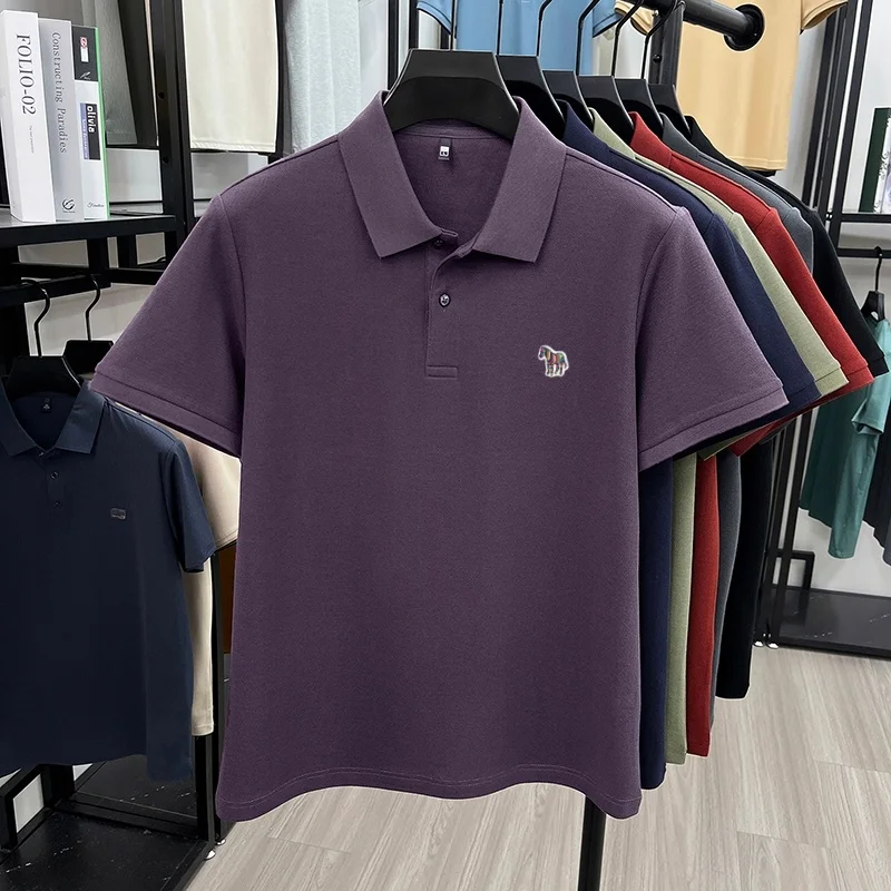 Herren Sommer Baumwolle 100% Poloshirt, Besticktes Kurzarm-T-Shirt mit Kragen, Business Casual Atmungsaktive Herrenbekleidung Oberteile – Detail 23